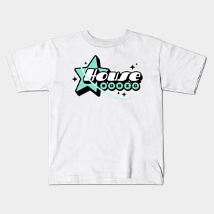 HOUSE MUSIC  - Y2K Star Galaxy (Teal) Kids T-Shirt